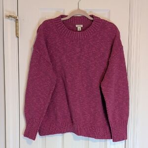 L.L.Bean NWT Crewneck Sweater Pink XL Petite Cozy Knit Cotton Blend